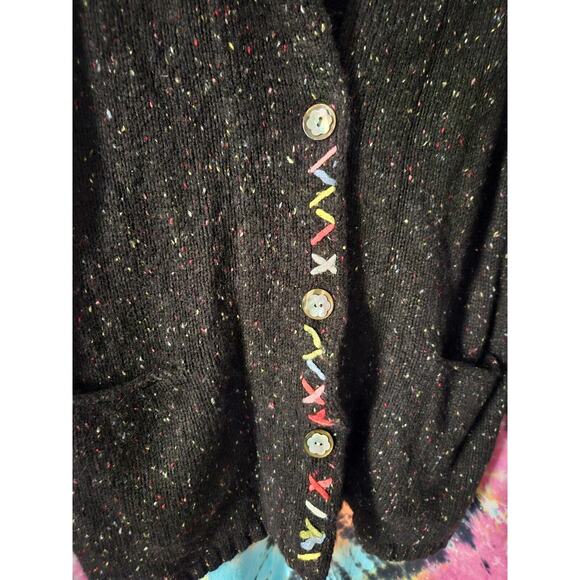 Christopher & Banks Black Confetti Button-Up Knit Sweater XL Stitch Ulgy Sweater - Picture 4 of 11